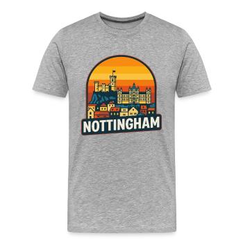 Nottingham Skyline Retro Sunset Vintage Design - T-shirt bio Premium Homme - gris chiné - Devant - Damien (186cm)