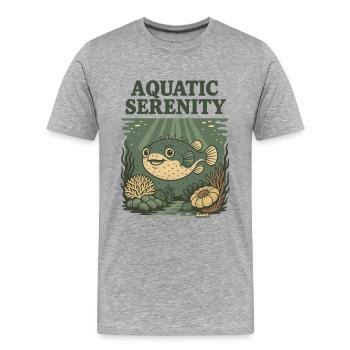 Aquatic Serenity Puffer Fish - Men's Premium Organic T-Shirt - heather grey - Front - Damien (186cm)