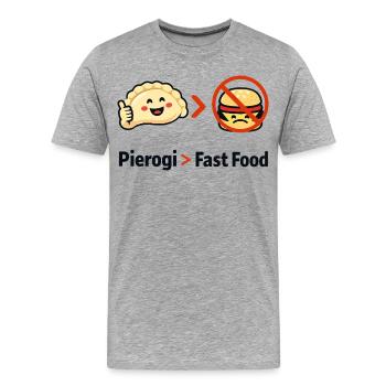 Pierogi plutôt que la restauration rapide - T-shirt bio Premium Homme - gris chiné - Devant - Damien (186cm)