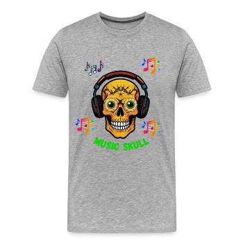 Music skull t-shirt design. - Men's Premium Organic T-Shirt - heather grey - Front - Damien (186cm)