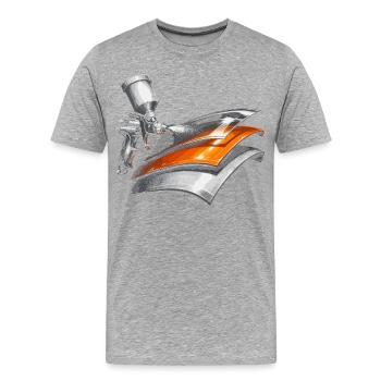Peintre de véhicules Peintre de voitures Peintre - T-shirt bio Premium Homme - gris chiné - Devant - Damien (186cm)