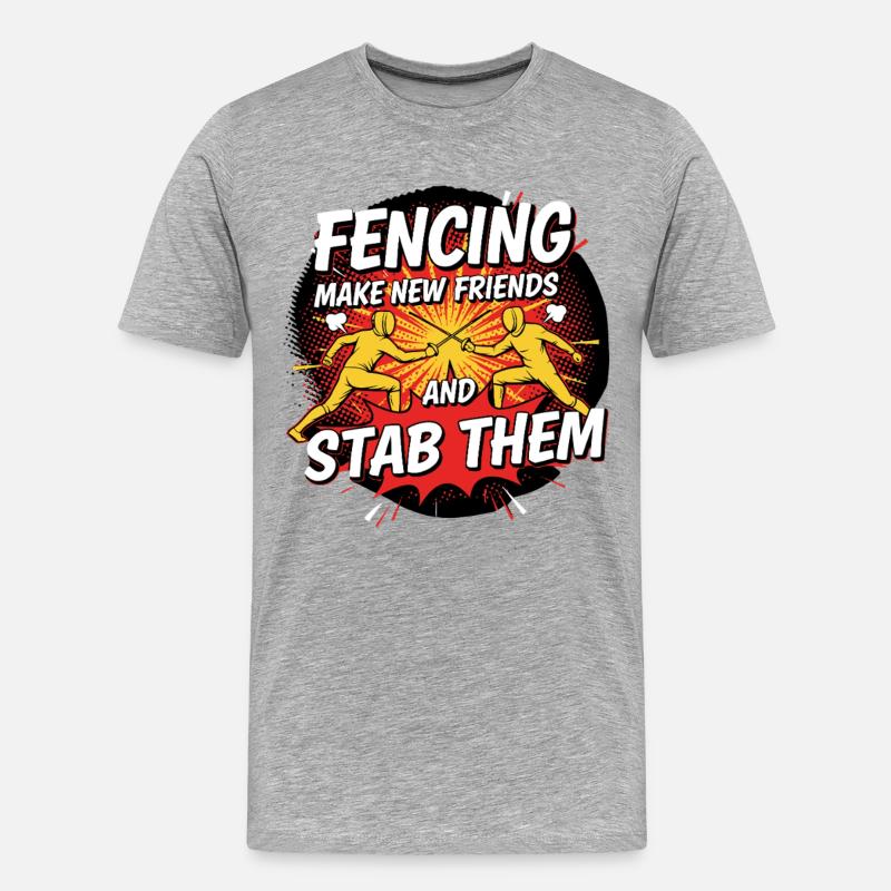 Fechten Lustig - Männer Premium Bio T-Shirt - Grau meliert