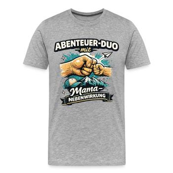 Abenteuer-Duo für Papa und Kind in der Natur - Männer Premium Bio T-Shirt - Grau meliert - Vorne - Damien (186cm)
