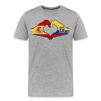 Spanien Ecuador Flagge Herz used - Männer Premium Bio T-Shirt - Grau meliert - Vorne - Damien (186cm)