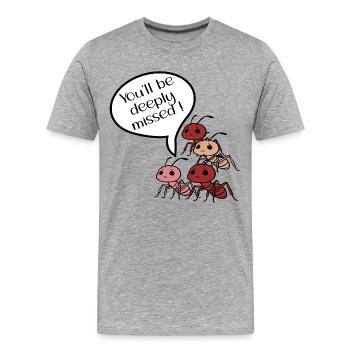 Adieu collègues Fourmis - T-shirt bio Premium Homme - gris chiné - Devant - Damien (186cm)