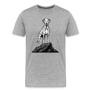 Chien Dalmatien sur Rocher Portrait Tacheté Noir - T-shirt bio Premium Homme - gris chiné - Devant - Damien (186cm)