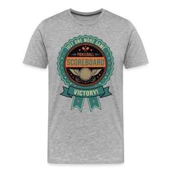 Tableau d’affichage du joueur drôle de pickleball - T-shirt bio Premium Homme - gris chiné - Devant - Damien (186cm)