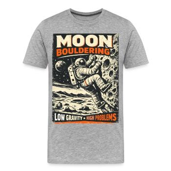Bloc lunaire : conception vintage d’escalade d’astronaute - T-shirt bio Premium Homme - gris chiné - Devant - Damien (186cm)