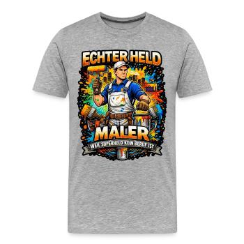 Echter Held Maler – Farbexplosion - Männer Premium Bio T-Shirt - Grau meliert - Vorne - Damien (186cm)