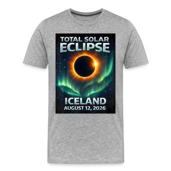 Totale Sonnenfinsternis Island 2026 - Männer Premium Bio T-Shirt - Grau meliert - Vorne - Damien (186cm)