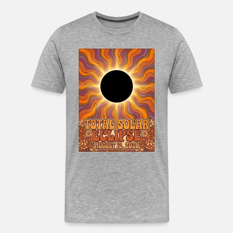 Total Solar Eclipse 2026 Sunburst-Poster - Männer Premium Bio T-Shirt - Grau meliert