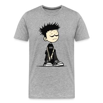 Verschlafenes Emo-Kinder-Cartoon-Tee - Männer Premium Bio T-Shirt - Grau meliert - Vorne - Damien (186cm)