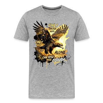 Eagle Motivation - Lève-toi au-dessus des nuages - T-shirt bio Premium Homme - gris chiné - Devant - Damien (186cm)