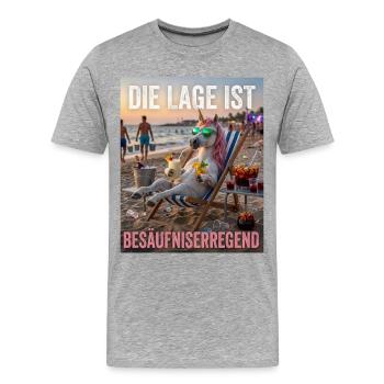 Die Lage ist Besäufniserregend Einhorn Party - Männer Premium Bio T-Shirt - Grau meliert - Vorne - Damien (186cm)