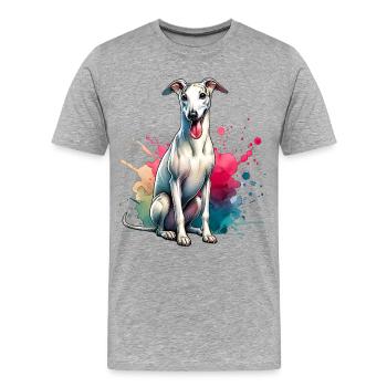 Don du lévrier - T-shirt bio Premium Homme - gris chiné - Devant - Damien (186cm)