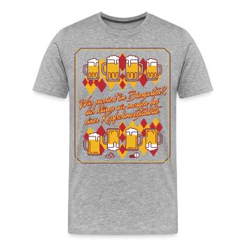 Biergarten Kater Humor - Männer Premium Bio T-Shirt - Grau meliert - Vorne - Damien (186cm)