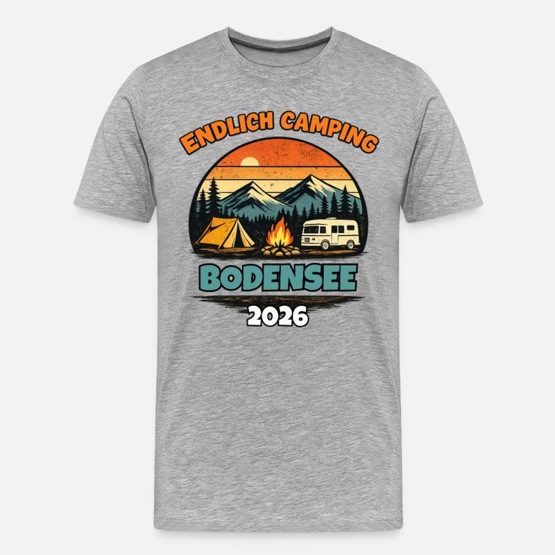 Endlich Camping Bodensee 2026 Camper Wohnmobil  - Männer Premium Bio T-Shirt - Grau meliert