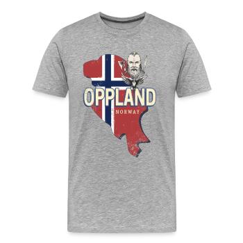 Province d’Oppland en Norvège avec carte souvenir - T-shirt bio Premium Homme - gris chiné - Devant - Damien (186cm)