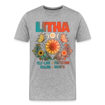 Litha Pagan Solstice d’été Midsommar - T-shirt bio Premium Homme - gris chiné - Devant - Damien (186cm)