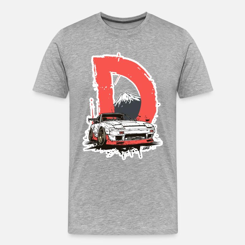 D Drift Mount Fuji Autografik - Männer Premium Bio T-Shirt - Grau meliert
