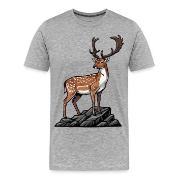 Daim Tacheté Majestueux Nature Sauvage Rocher - T-shirt bio Premium Homme - gris chiné - Devant - Damien (186cm)