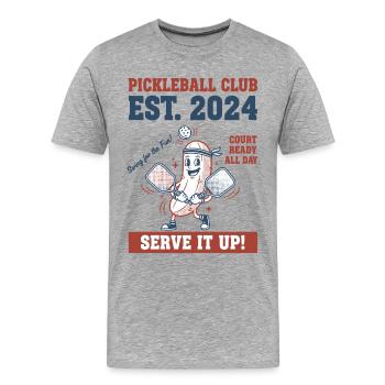 Pickleball Club Est 2024 Serve Joueur Drôle - T-shirt bio Premium Homme - gris chiné - Devant - Damien (186cm)
