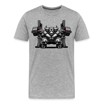 Stier Squat Rack Kraftsport  - Männer Premium Bio T-Shirt - Grau meliert - Vorne - Damien (186cm)
