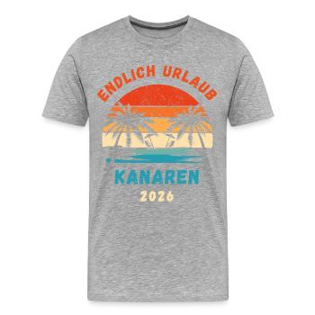 Kanarische Inseln Urlaub 2026 Kanaren Reise Outfit - Männer Premium Bio T-Shirt - Grau meliert - Vorne - Damien (186cm)