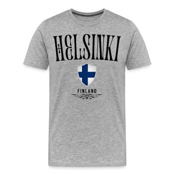 Souvenir d’Helsinki, design élégant Helsinki - T-shirt bio Premium Homme - gris chiné - Devant - Damien (186cm)
