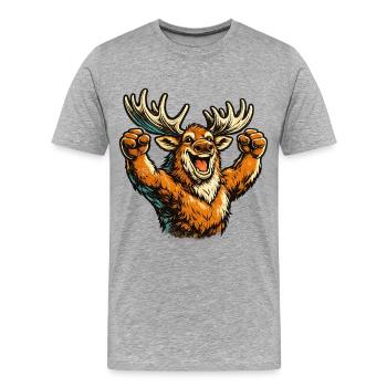 Elch jubelt - Männer Premium Bio T-Shirt - Grau meliert - Vorne - Damien (186cm)