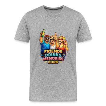 Amis boire des souvenirs 2026 - T-shirt bio Premium Homme - gris chiné - Devant - Damien (186cm)