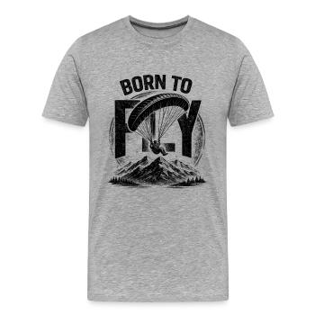 Né pour VOLER - Parapente - T-shirt bio Premium Homme - gris chiné - Devant - Damien (186cm)