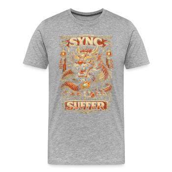 Dragon Dance Drachentanz Sync Or Suffer - Männer Premium Bio T-Shirt - Grau meliert - Vorne - Damien (186cm)