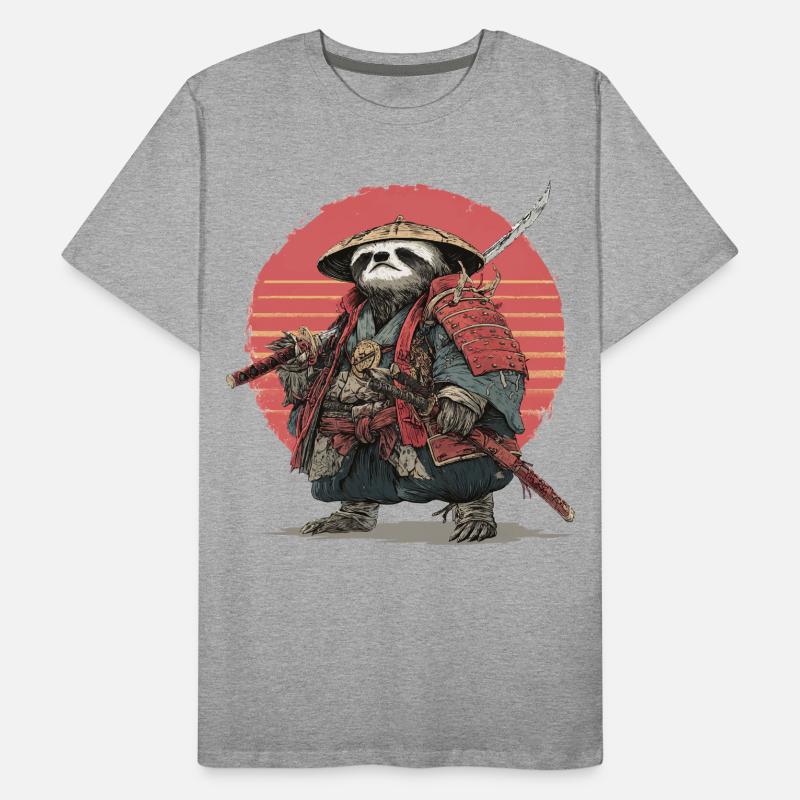 Sloth Samurai in Red Sunset Armor Men's Premium Organic T-Shirt