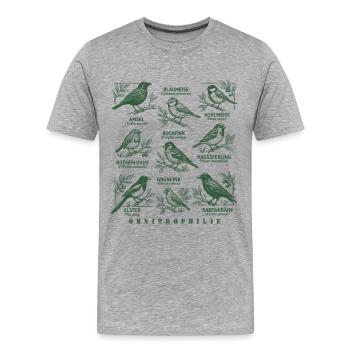 Ornithophilie Vogelarten Ornithologie Vogel - Männer Premium Bio T-Shirt - Grau meliert - Vorne - Damien (186cm)