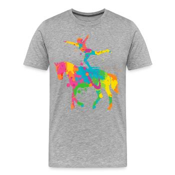Voltigieren bunt Reiterin Pferde Mädchen Volti - Männer Premium Bio T-Shirt - Grau meliert - Vorne - Damien (186cm)