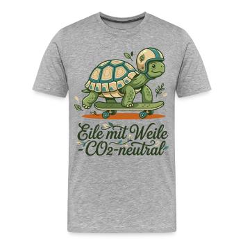 Schildkröte Skateboard Nachhaltig Spruch Design - Männer Premium Bio T-Shirt - Grau meliert - Vorne - Damien (186cm)