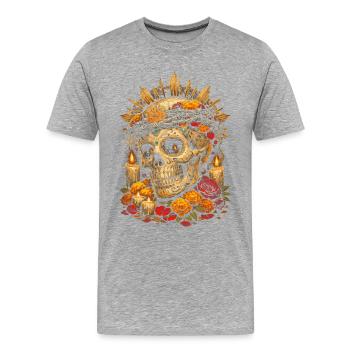 Dia De Los Muertos - Männer Premium Bio T-Shirt - Grau meliert - Vorne - Damien (186cm)