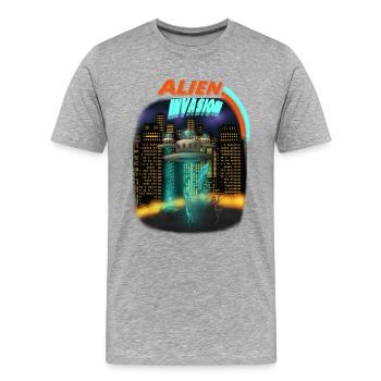 Chemise spatiale de l’Invasion extraterrestre - T-shirt bio Premium Homme - gris chiné - Devant - Damien (186cm)