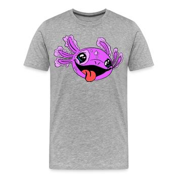 Naughty Axolotl with Tongue - Men's Premium Organic T-Shirt - heather grey - Front - Damien (186cm)