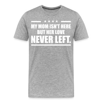 L'Amour de ma Maman : Hommage et Souvenir - T-shirt bio Premium Homme - gris chiné - Devant - Damien (186cm)