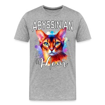 Maman chatte abyssinienne - T-shirt bio Premium Homme - gris chiné - Devant - Damien (186cm)