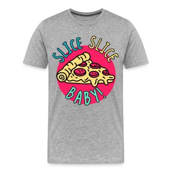 Slice Slice Baby – Retro Pizza  - Men's Premium Organic T-Shirt - heather grey - Front - Damien (186cm)