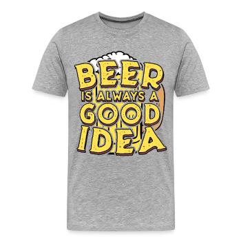 Beer Is Always a Good Idea Retro Quote - Men's Premium Organic T-Shirt - heather grey - Front - Damien (186cm)