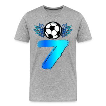 7. Geburtstag Sieben Fußball - Männer Premium Bio T-Shirt - Grau meliert - Vorne - Damien (186cm)