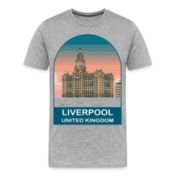 Liverpool UK Vintage Travel Poster Art - Men's Premium Organic T-Shirt - heather grey - Front - Damien (186cm)
