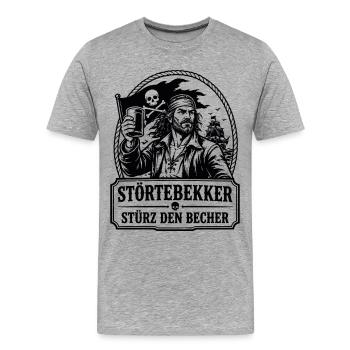 Störtebekker Stürz den Becher Pirat Legende - Männer Premium Bio T-Shirt - Grau meliert - Vorne - Damien (186cm)