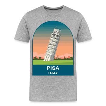 Pisa, Italien Vintage-Reiseplakatkunst - Männer Premium Bio T-Shirt - Grau meliert - Vorne - Damien (186cm)