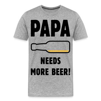 Papa Needs More Beer! (Vater Papi Bier / POS 2C) - Männer Premium Bio T-Shirt - Grau meliert - Vorne - Damien (186cm)