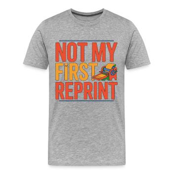 Designer d’impression : pas mon premier expert en impression - T-shirt bio Premium Homme - gris chiné - Devant - Damien (186cm)